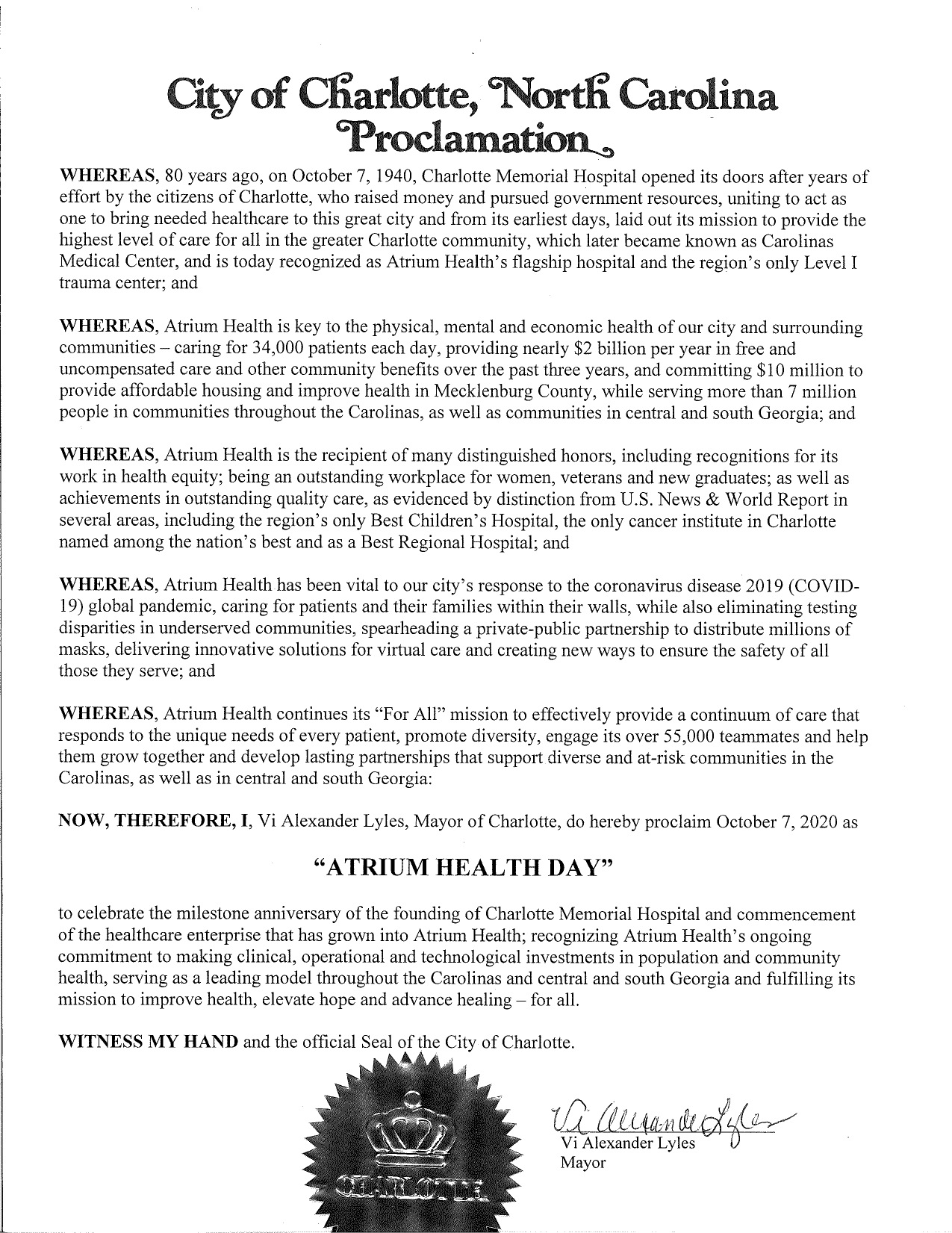 AHD Proclamation
