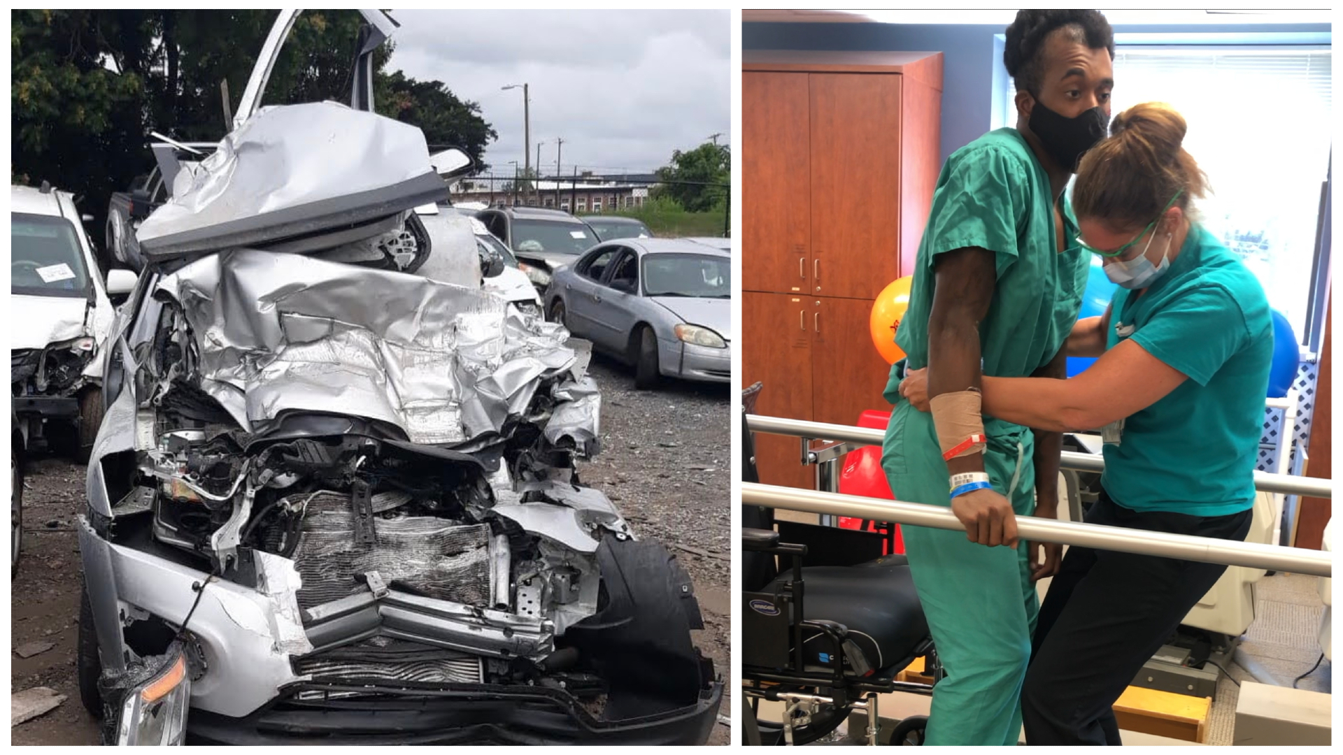 The last thing Jabari remembered before his accident was switching lanes behind a truck. The next memory he had was waking up in the STICU at Atrium Health Carolinas Medical Center.